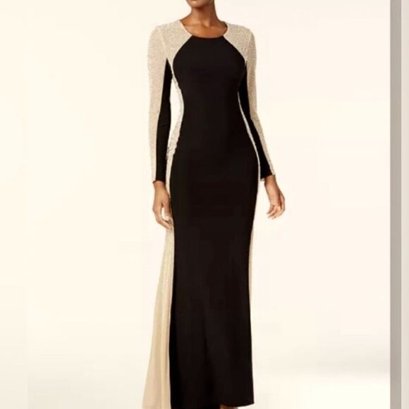 XSCAPE 4053XP Rhinestone Block Illusion Gown Black/Nude Size 6P $309 - Picture 2 of 8
